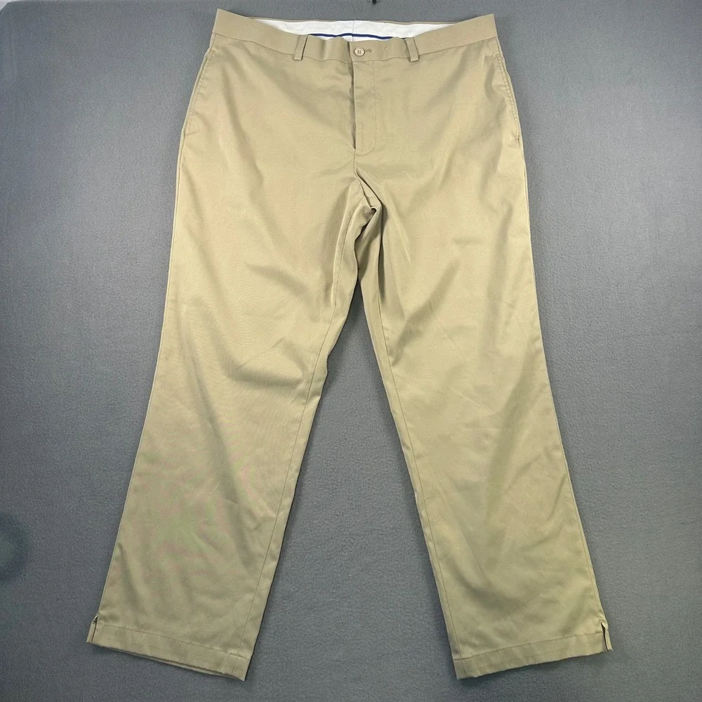 Slazenger Mens Golf Pants Khaki Tan Flat Front Stretch W38 L30 Performance